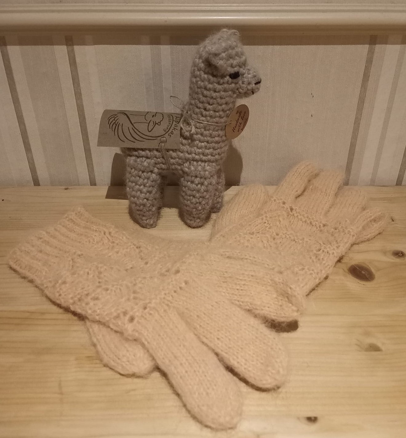 Fingerhandschuh orange handgestrickt