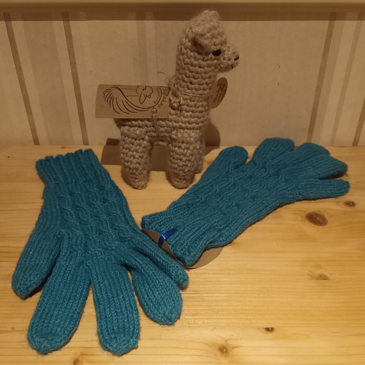 Fingerhandschuh türkis handgestrickt