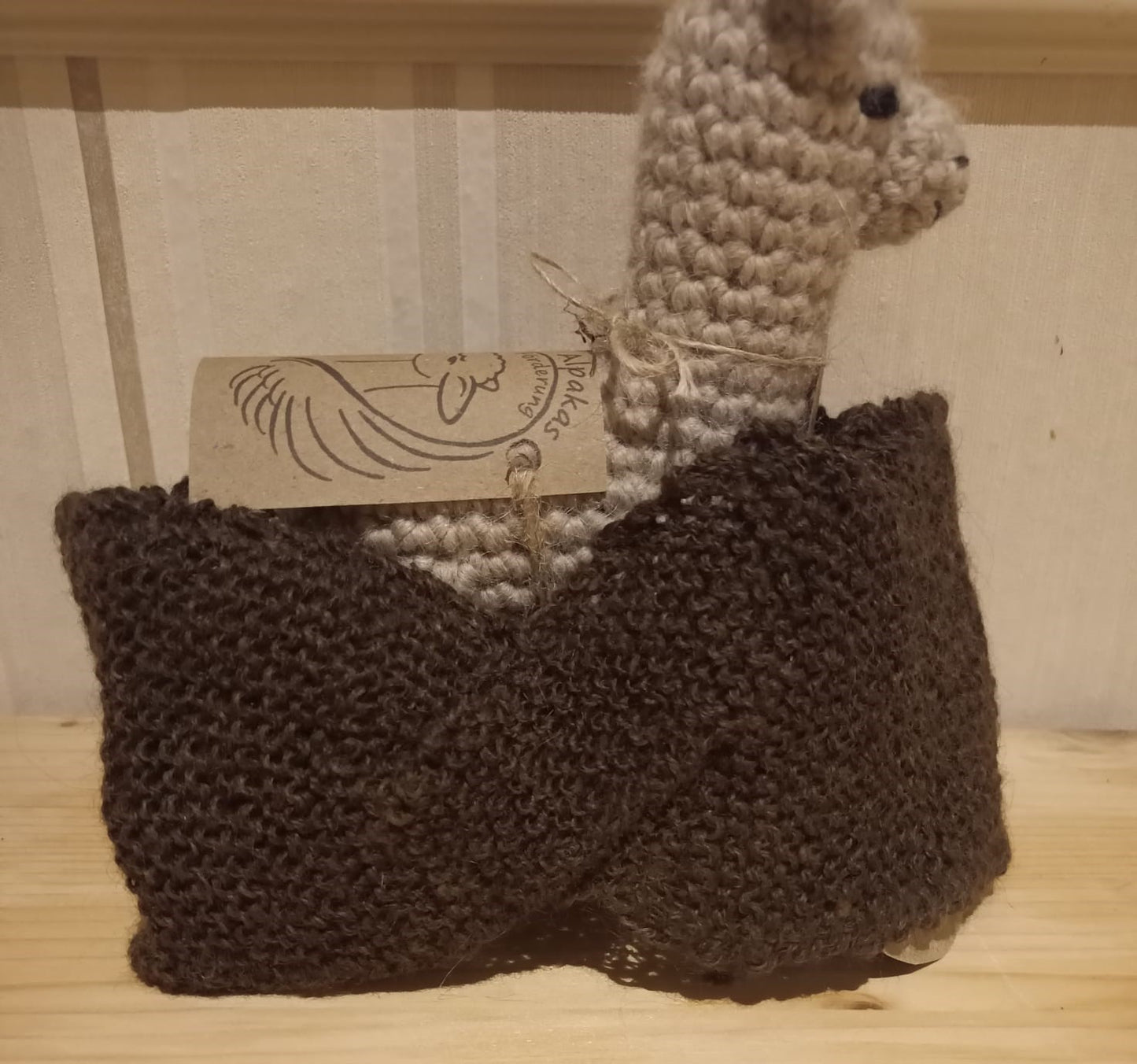 Stirnband braun handgesponnen und gestrickt