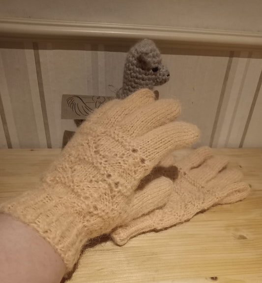 Fingerhandschuh orange handgestrickt
