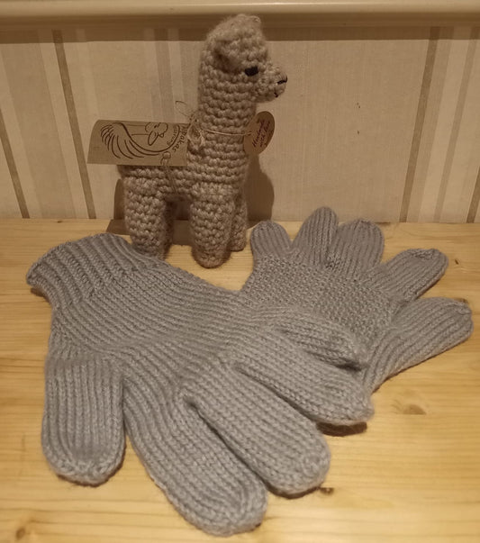 Fingerhandschuh grau handgestrickt