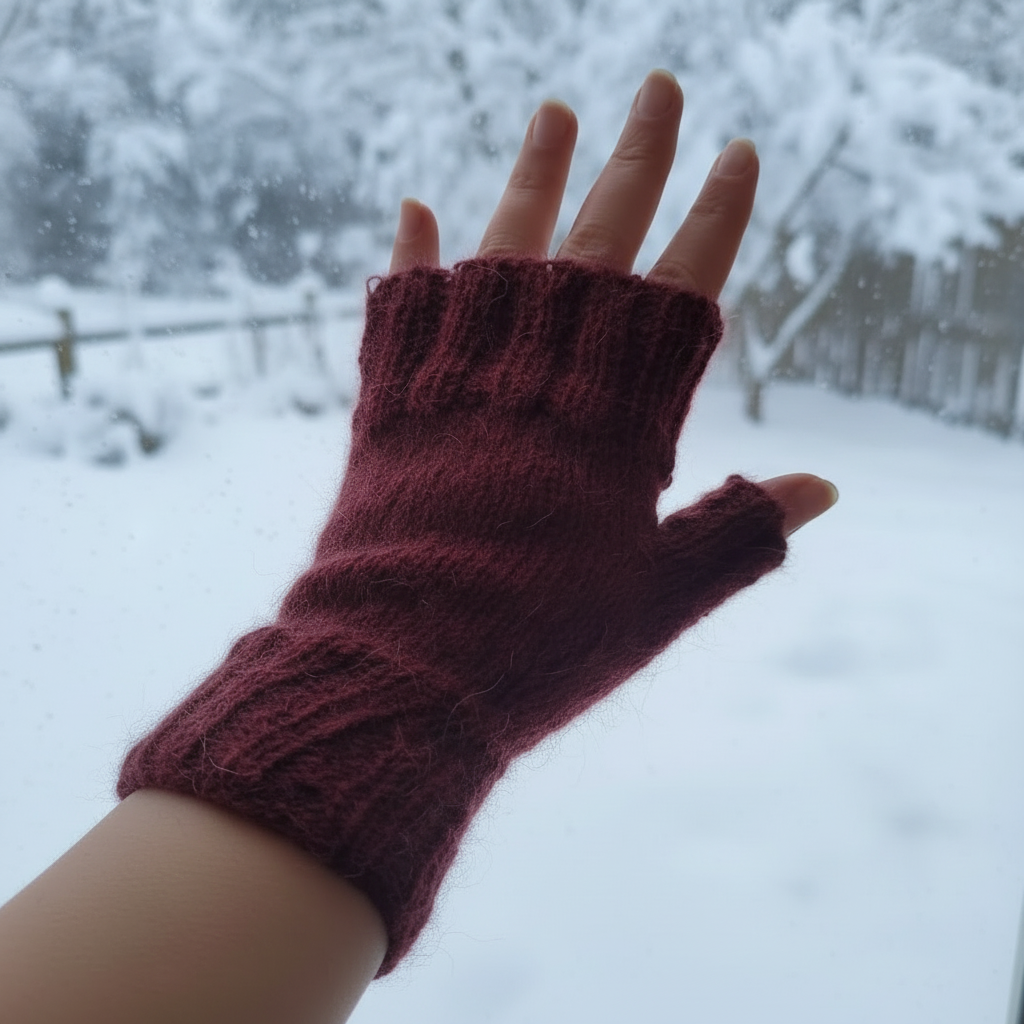 Handschuh rot handgestrickt