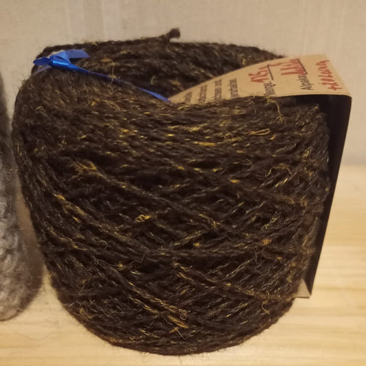 Alpakawolle handgesponnen braun/gold --> Sockenwolle